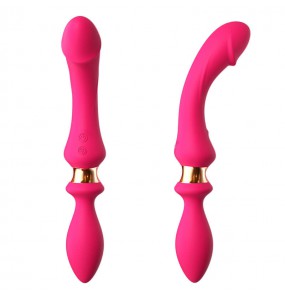 MizzZee - Dual-Head Vibrating Wand With Anal Plug (Chargeable - Red Rose)